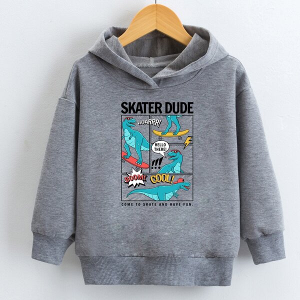 

Toddler Boys Cartoon Graphic Hoodie, Grey