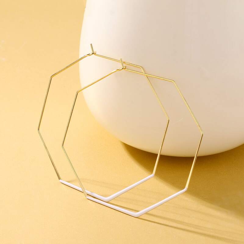 

Geo Hoop Earrings, Gold