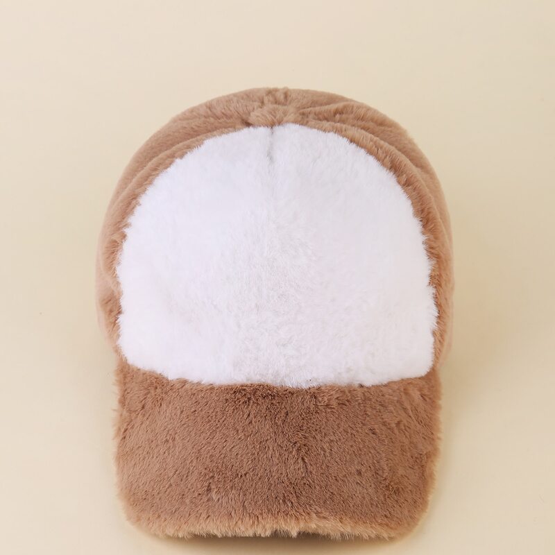 

Two Tone Fluffy Baseball Cap, Multicolor