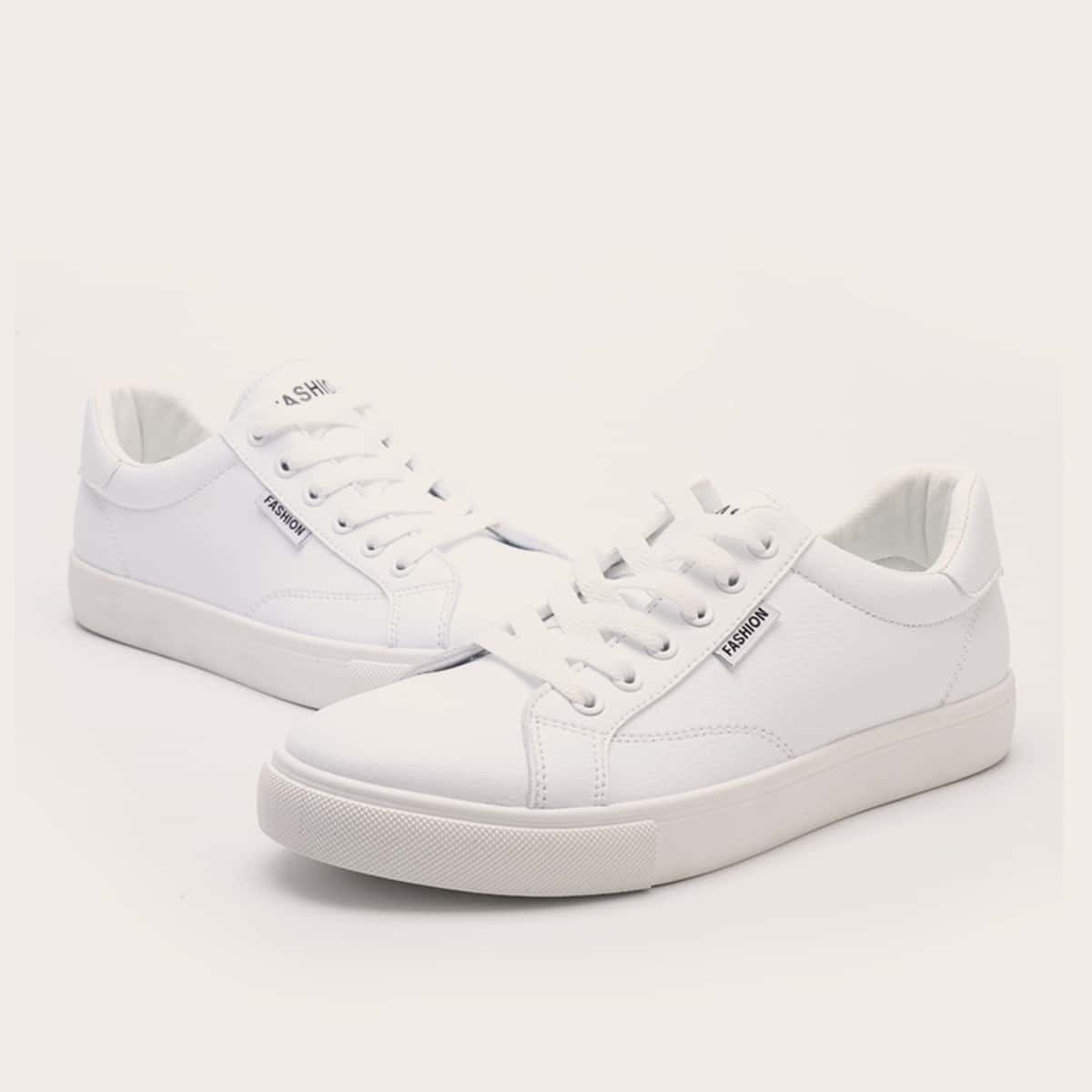 

Lace Up Front Low Top Skate Shoes, White
