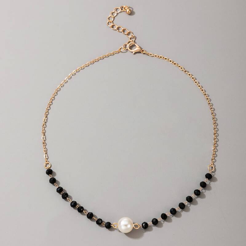 

Faux Pearl Decor Charm Necklace, Gold