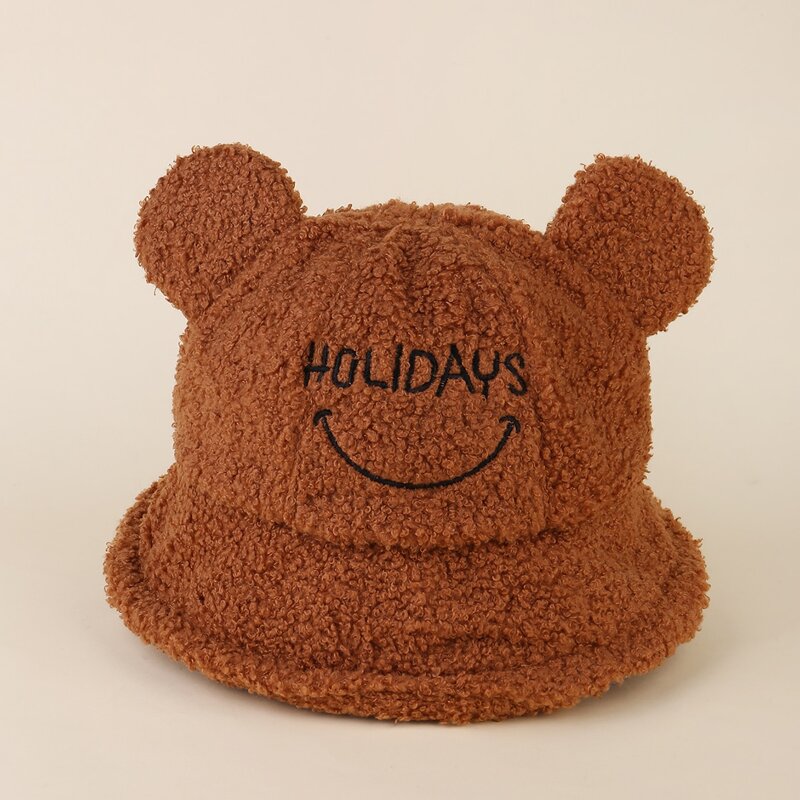 

3D Ear Letter Embroidery Bucket Hat, Brown