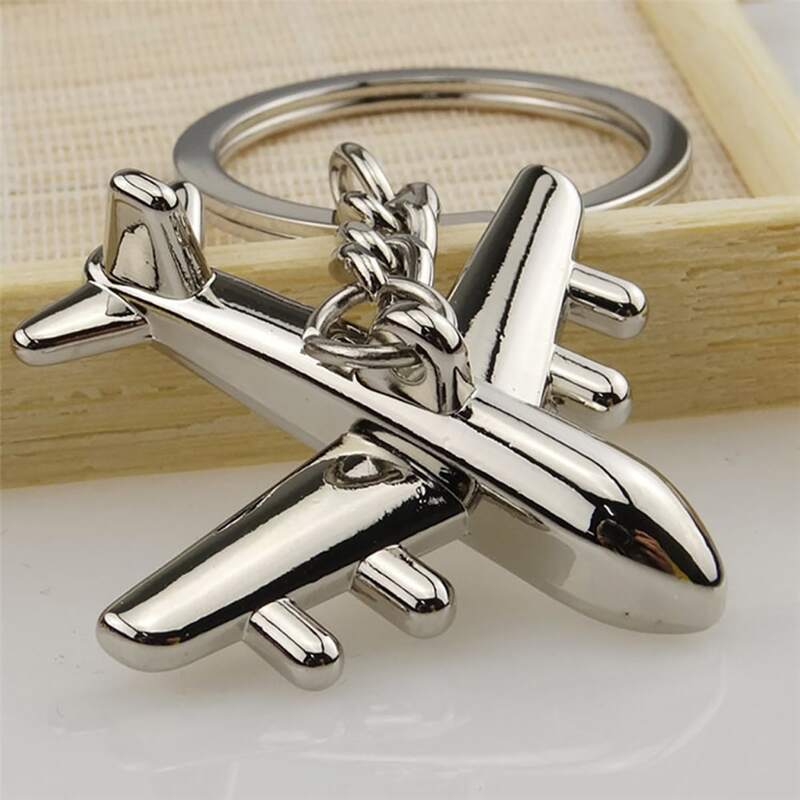 

Airplane Model Charm Keychain, Silver