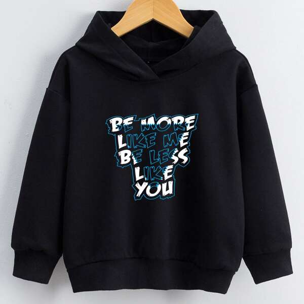 

Girls Slogan Graphic Hoodie, Black