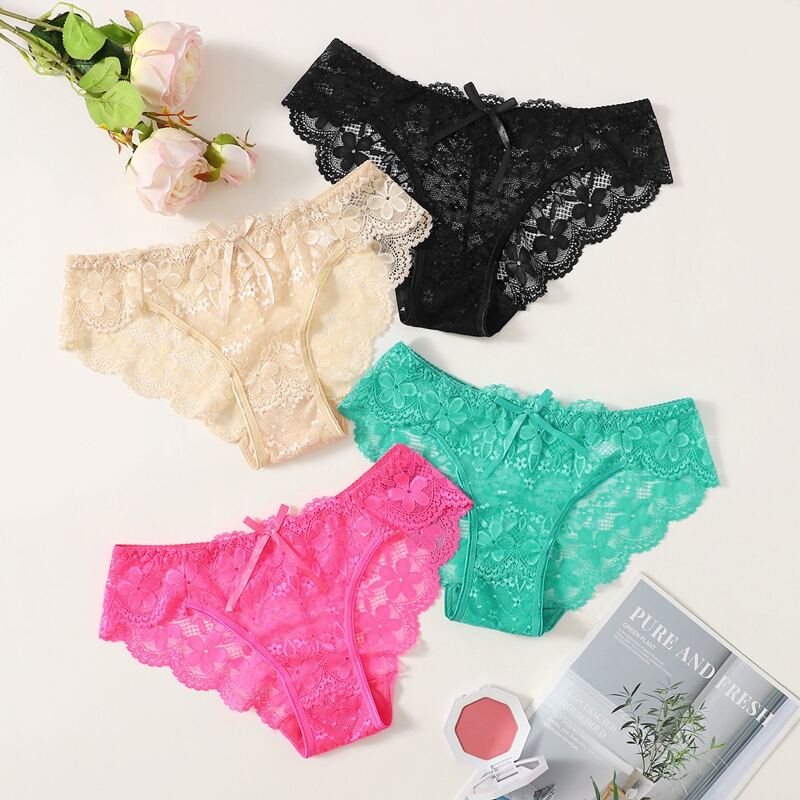 

4pack Scallop Floral Lace Panty Set, Multicolor