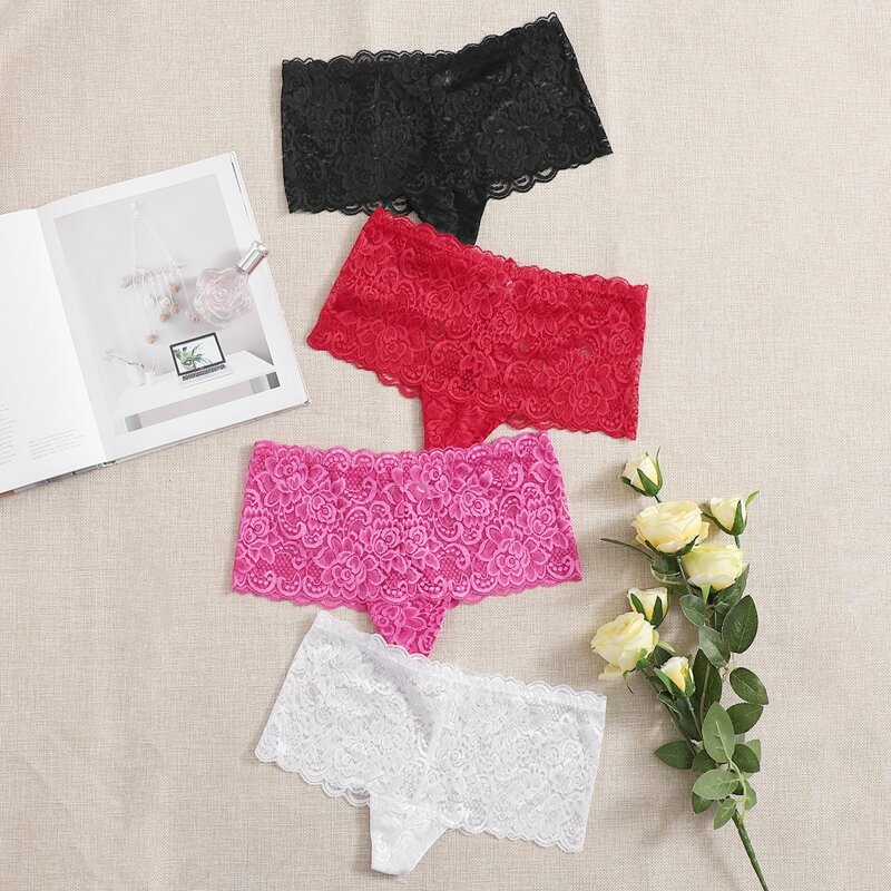 

4pack Scallop Floral Lace Panty Set, Multicolor