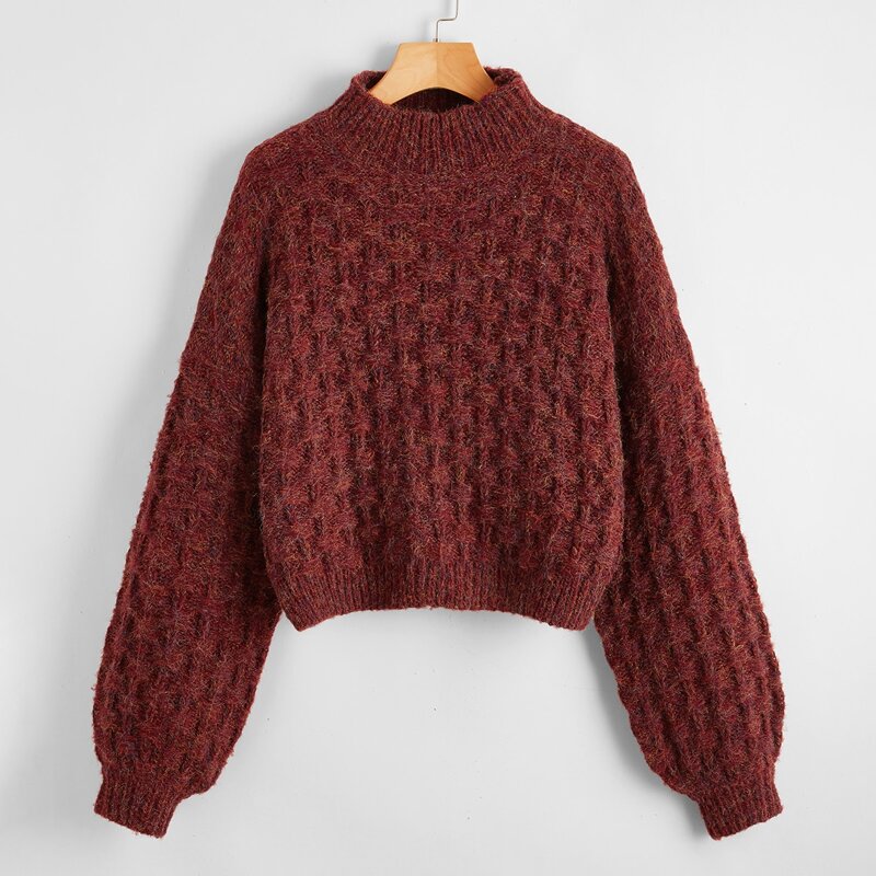 

Drop Shoulder Fuzzy Sweater, Maroon