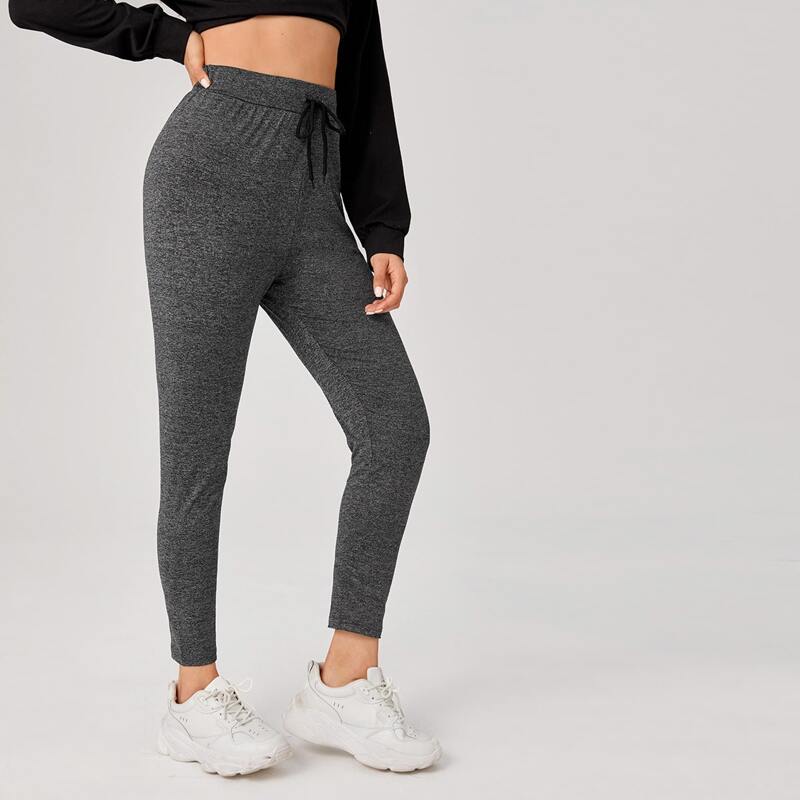 

Tie Front Solid Leggings, Dark grey