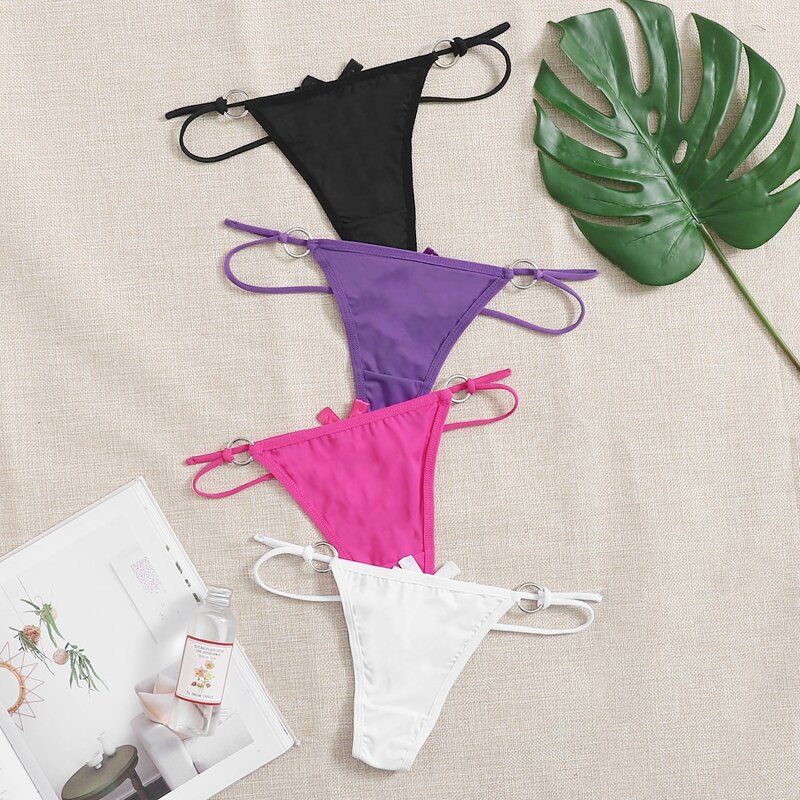 

4pack Ring Decor Thong Set, Multicolor