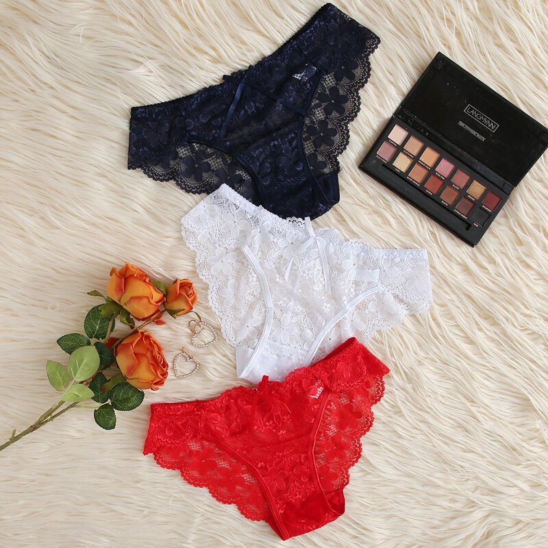 

3pack Scallop Floral Lace Panty Set, Multicolor
