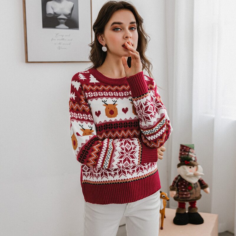 

Drop Shoulder Christmas Pattern Sweater, Multicolor