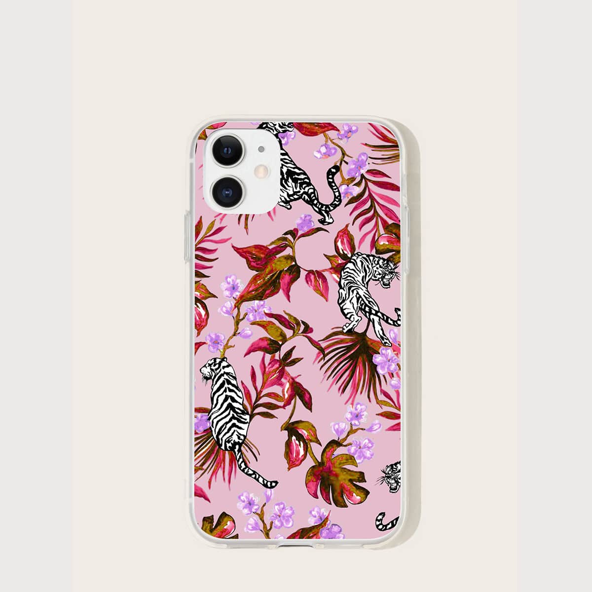 

Flower & Tiger Print iPhone Case, Multicolor