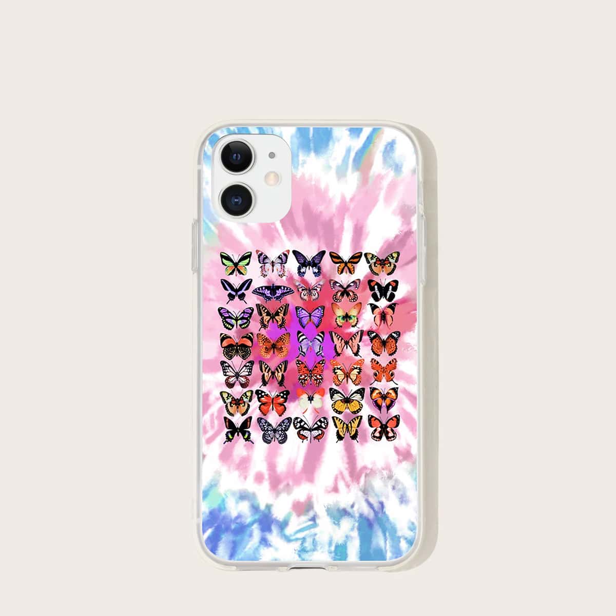 

Tie Dye & Butterfly Print iPhone Case, Multicolor