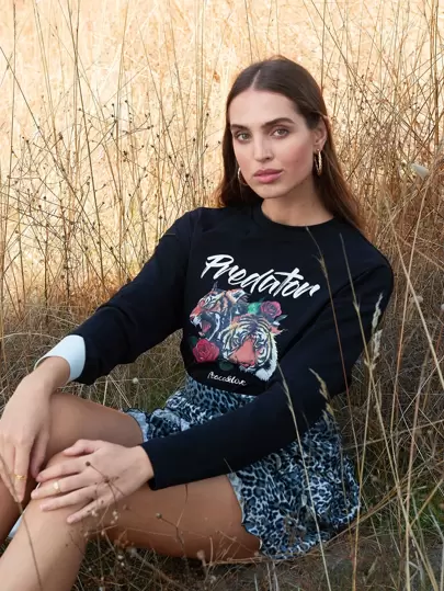 SHEIN Unity 老虎和字母圖案上衣