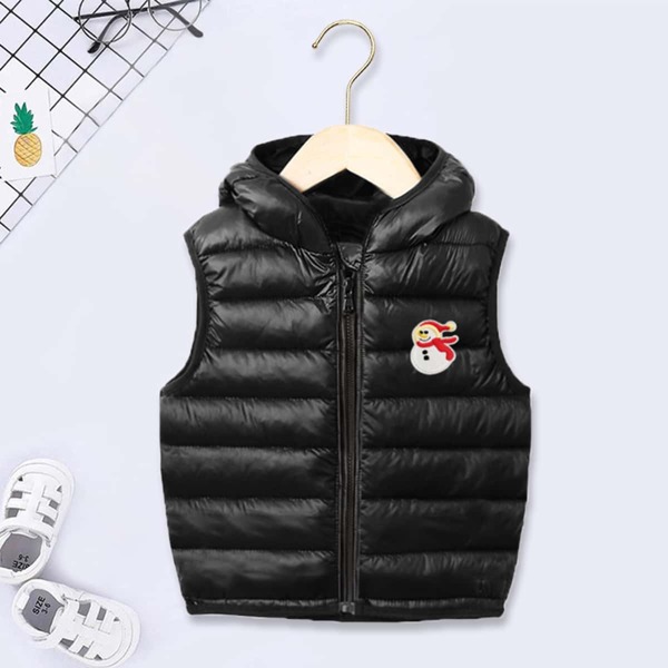 

Toddler Boys Patched Hooded Padded Jacket, Black