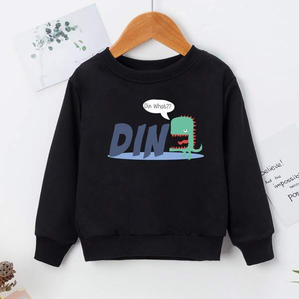 

Toddler Boys Cartoon And Slogan Graphic Sweatshirt, Black