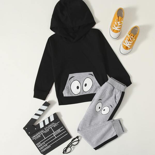 

Toddler Boys Cartoon Graphic Hoodie & Sweatpants, Multicolor