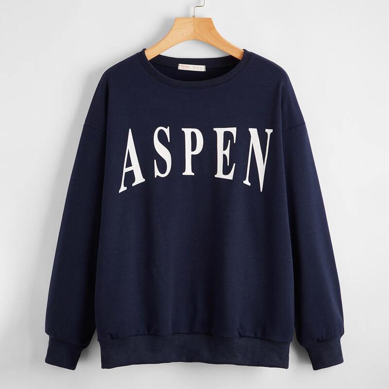 

Letter Drop Shoulder Sweatshirt, Navy blue