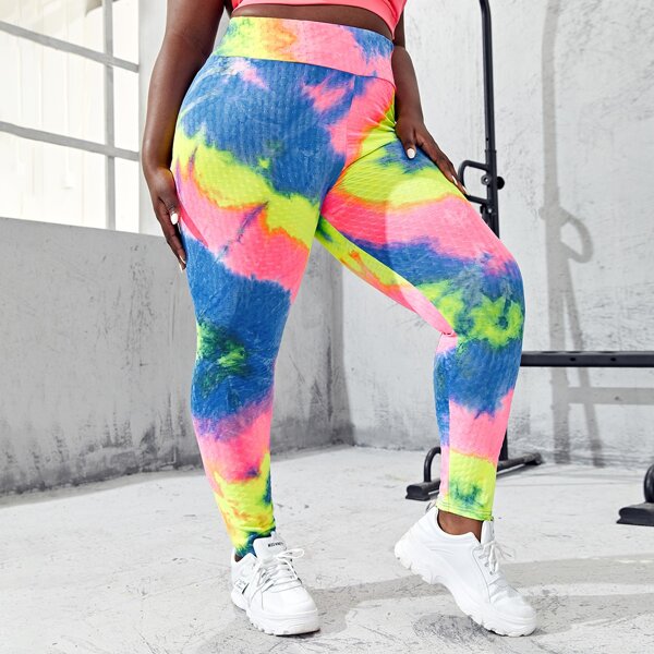 

Plus Tie Dye Wide Band Waist Leggings, Multicolor