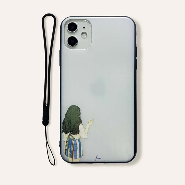 

Girl Pattern iPhone Case With Lanyard, White