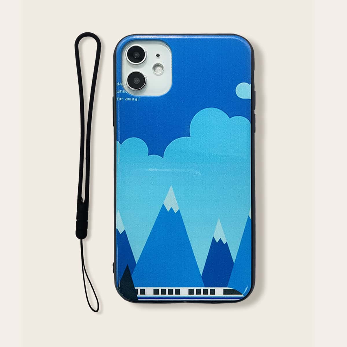 

Cartoon Graphic iPhone Case With Lanyard, Blue