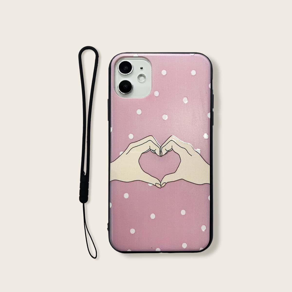 

Graphic iPhone Case With Lanyard, Pink