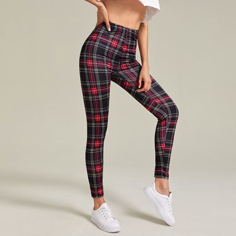 

Tartan Plaid Crop Skinny Leggings, Multicolor