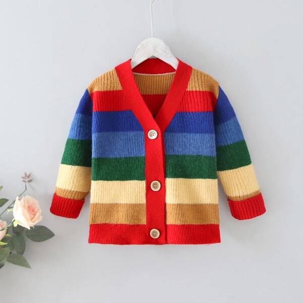 

Toddler Girls Rainbow Striped Rib-knit Cardigan, Multicolor
