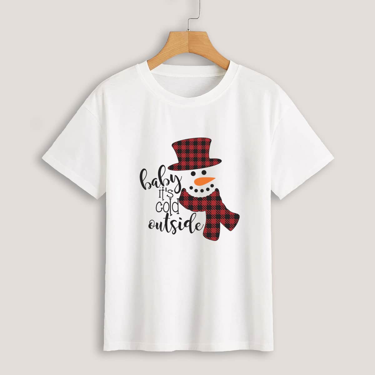 

Christmas Slogan Snowman Graphic Tee, White
