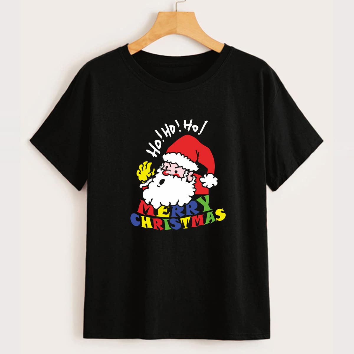 

Christmas Slogan Santa Claus Graphic Tee, Black