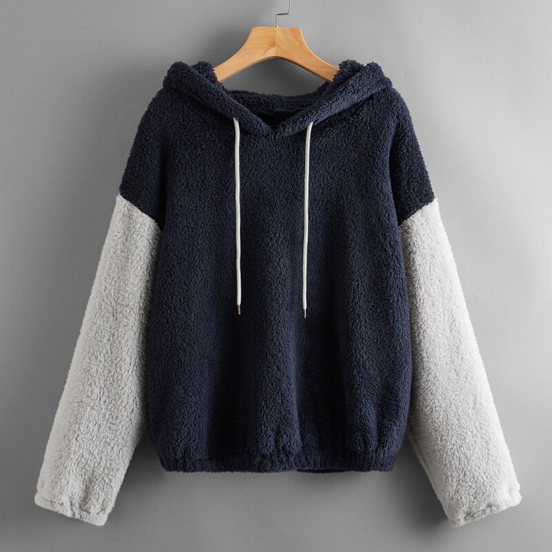 

Colorblock Teddy Hoodie, Navy blue