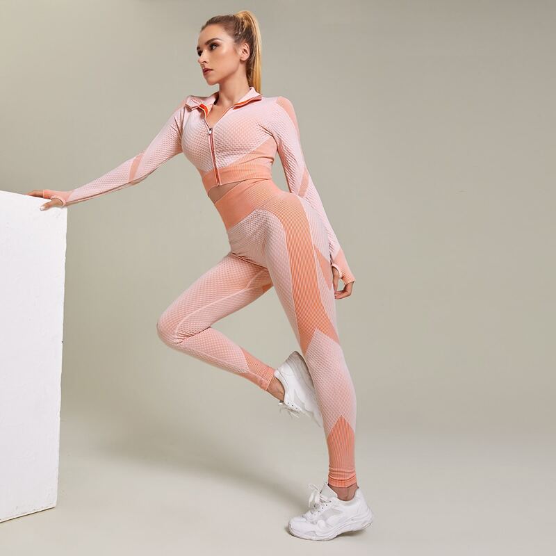 

Textured Wide Band Waist Sports Leggings, Coral pink