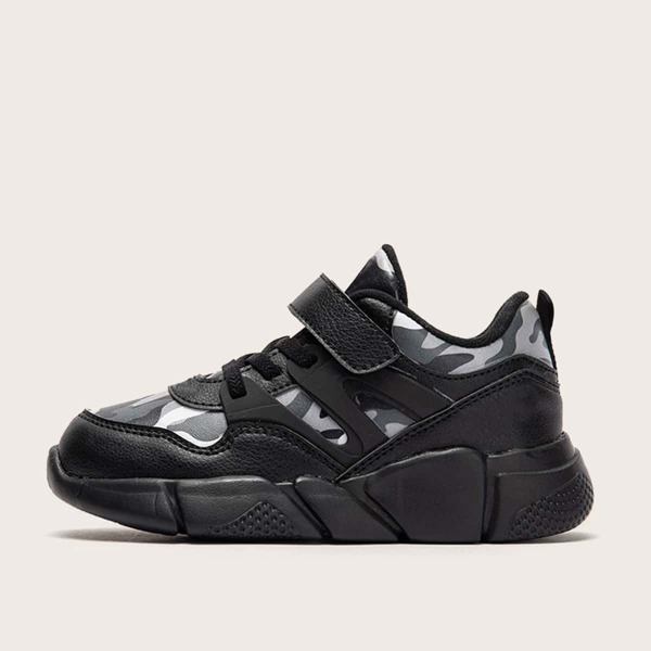 

Boys Camouflage Pattern Sneakers, Black