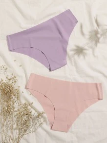 2 件装纯色无缝内裤套装 - 彩色 - 查看 1