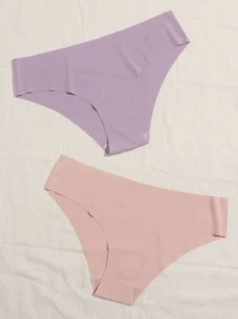 2 件装纯色无缝内裤套装 - 彩色 - 查看 3