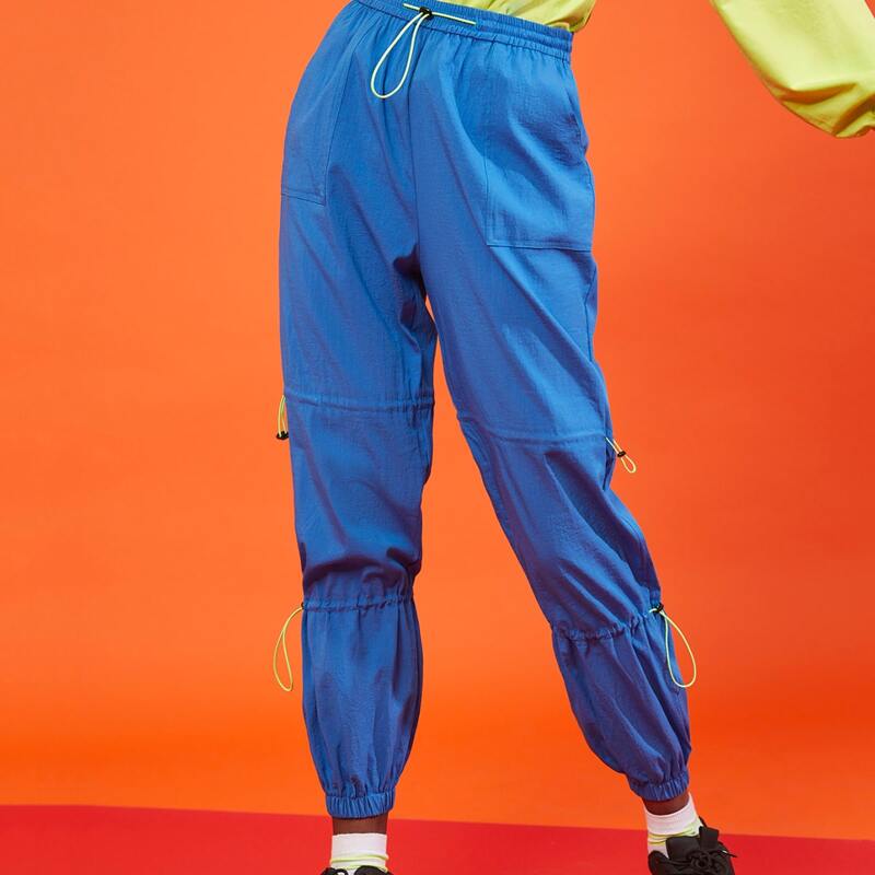 

Pocket Side Drawstring Detail Pants, Royal blue