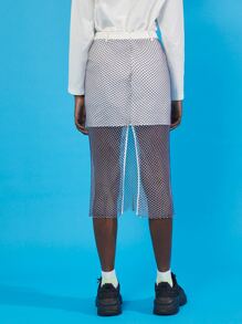 SHEIN BAE Falda De Red Contrastante Con Cremallera Trasera