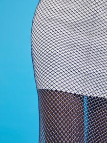 SHEIN BAE Falda De Red Contrastante Con Cremallera Trasera