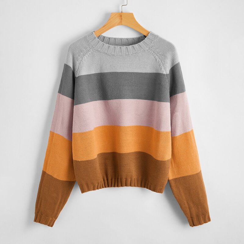 

Striped Pattern Raglan Sleeve Sweater, Multicolor