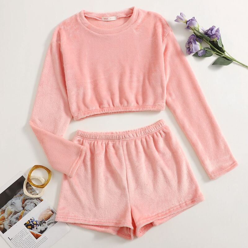 

Solid Shorts PJ Set, Coral pink