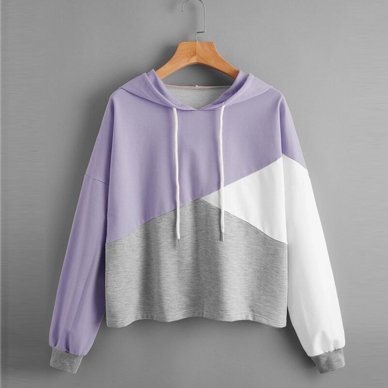 

Cut And Sew Panel Drawstring Oversized Hoodie, Multicolor