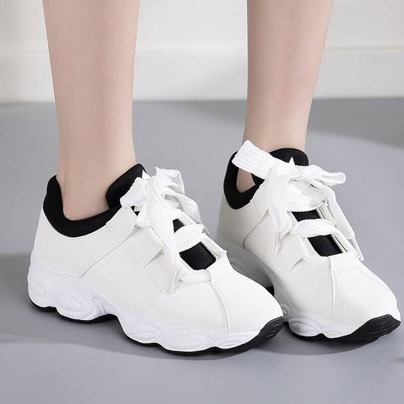 

Colorblock Lace-up Chunky Sneakers, White