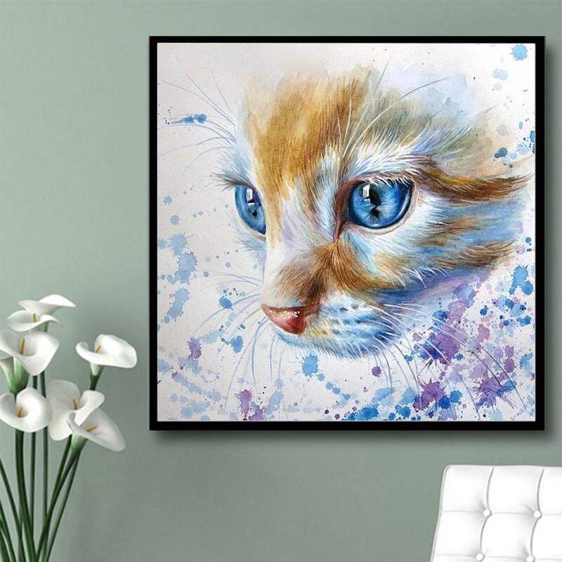 

Cat Print DIY Diamond Painting Without Frame, Multicolor