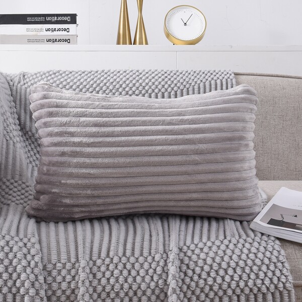 

Solid Color Lumbar Pillow Without Filler, Grey