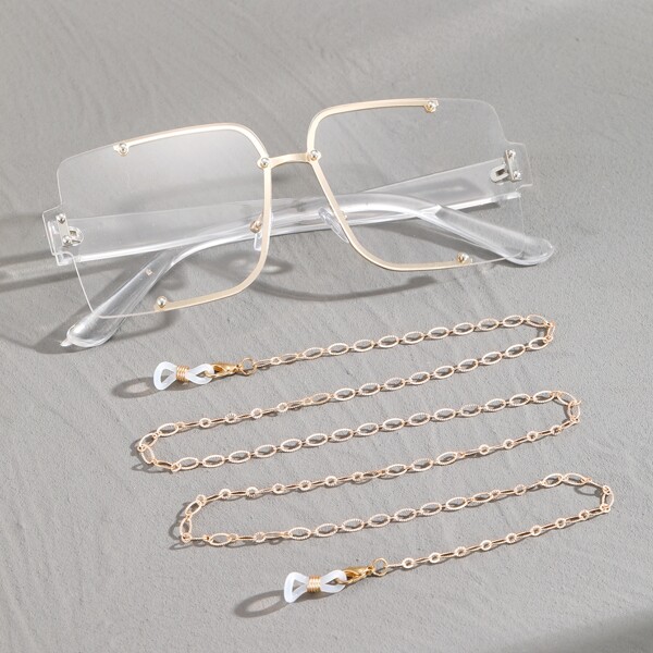 

Men Oversized Lens Glasses With Glasses Chain