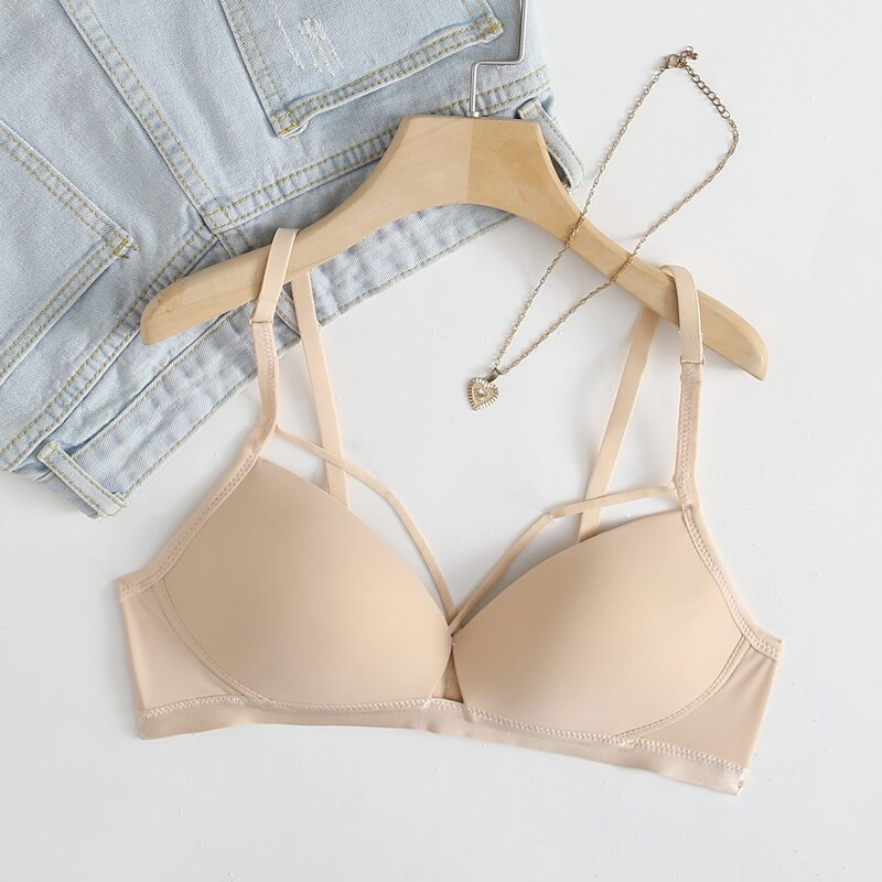 

Solid Cut Out Bra, Beige
