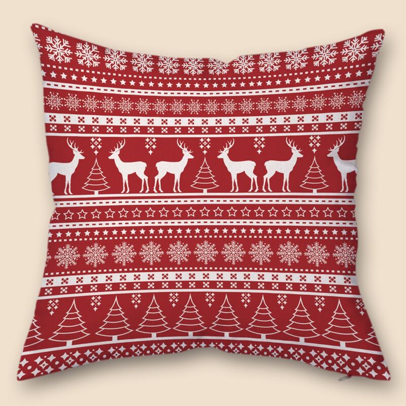 

Christmas Pattern Cushion Cover Without Filler, Red