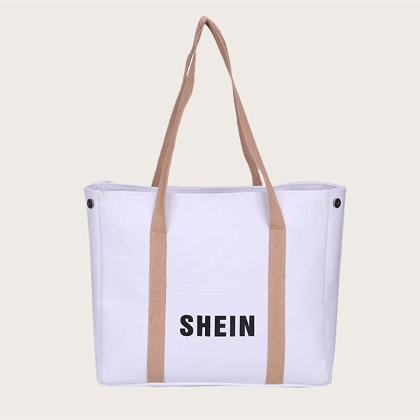 

Letter Graphic Tote Bag, White