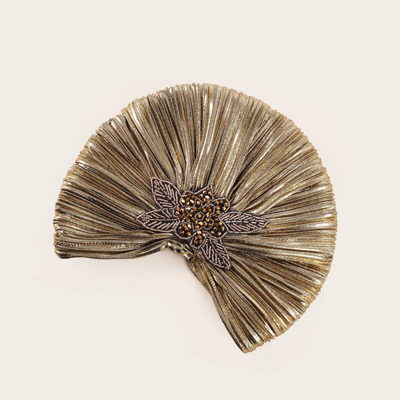 

Bead Decor Turban Hat, Gold