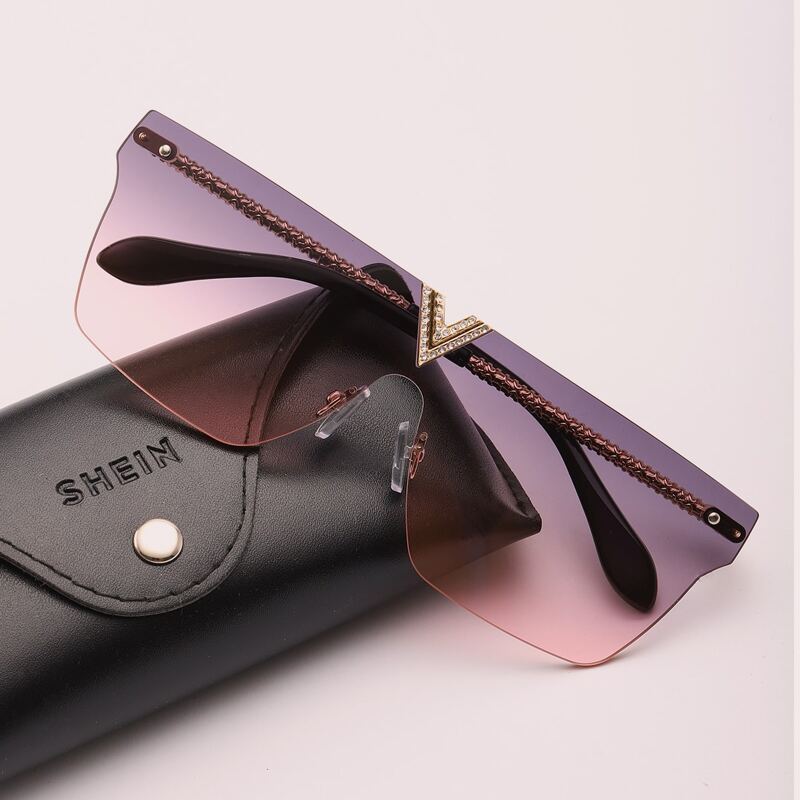 

Rhinestone Decor Rimless Sunglasses